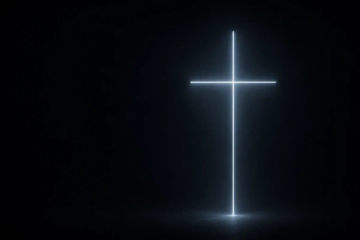 Minimalist Glowing Cross on Charcoal Background