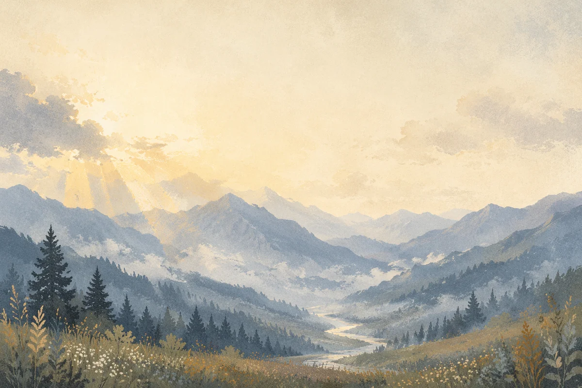 Misty Mountain Valley at Dawn