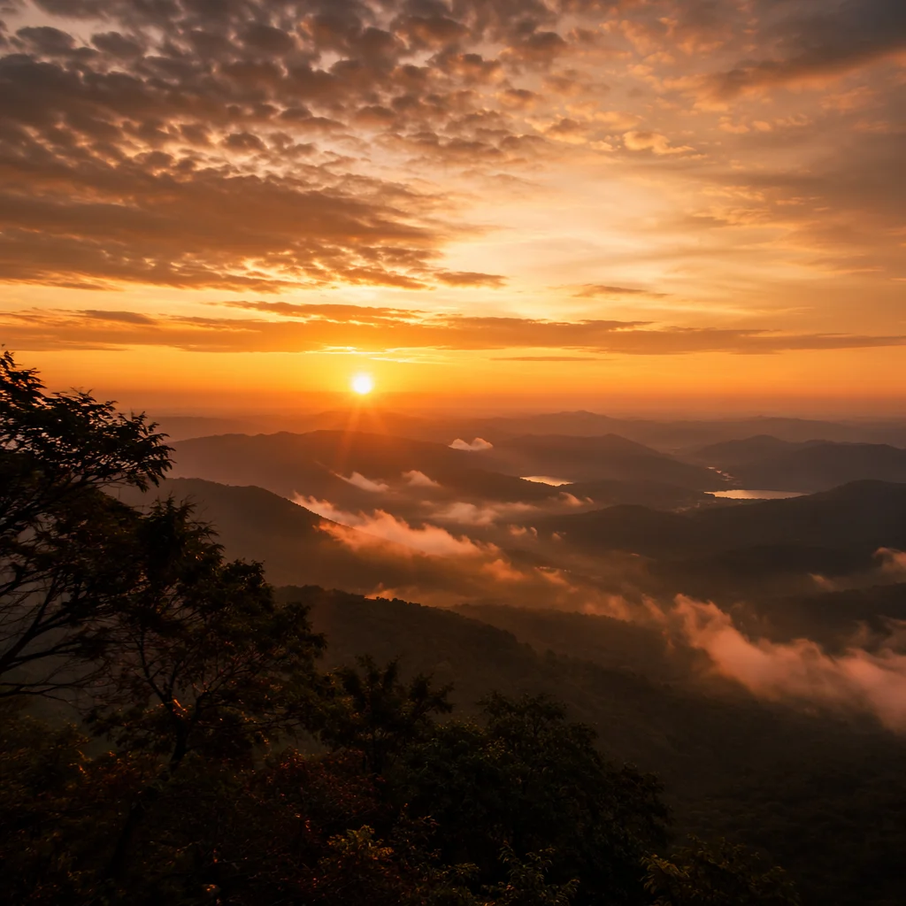Misty Mountain Valley Dawn Light Rays