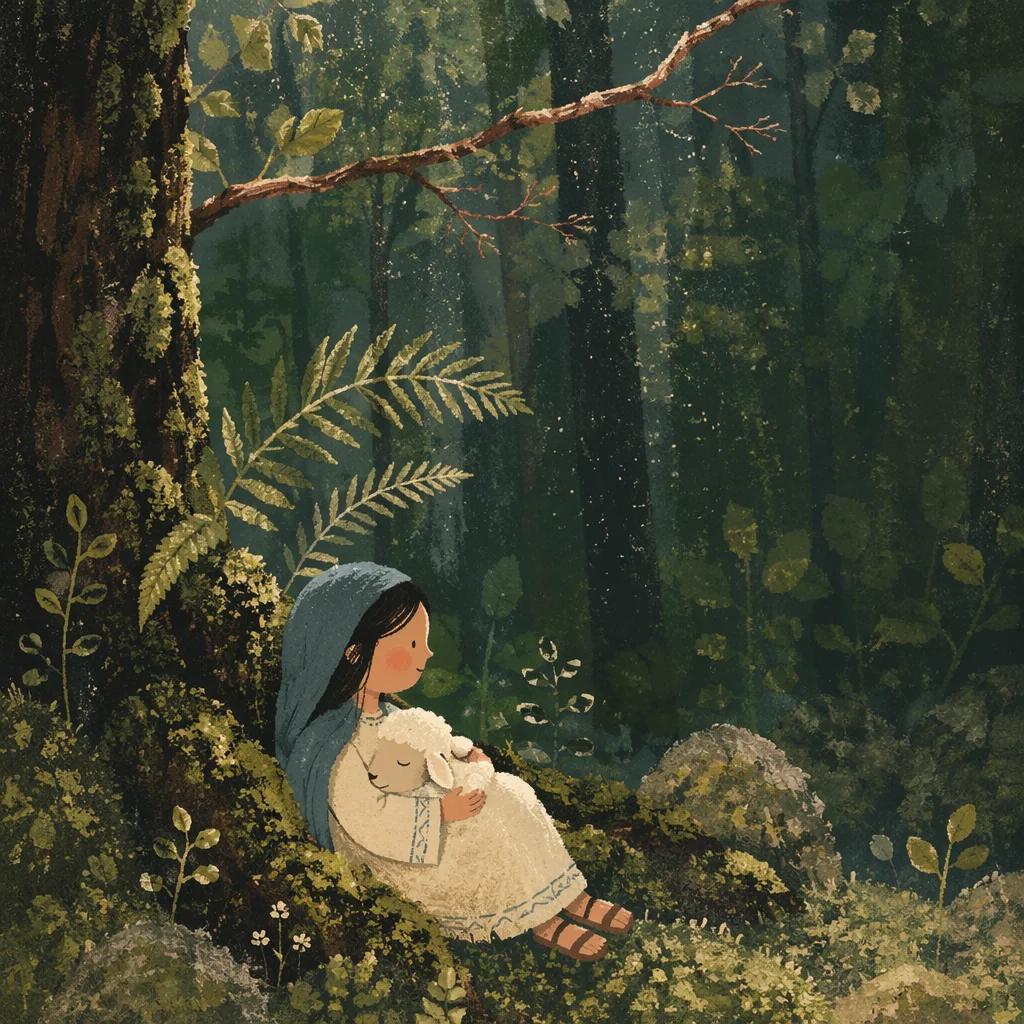 Quiet Green Forest with Ferns