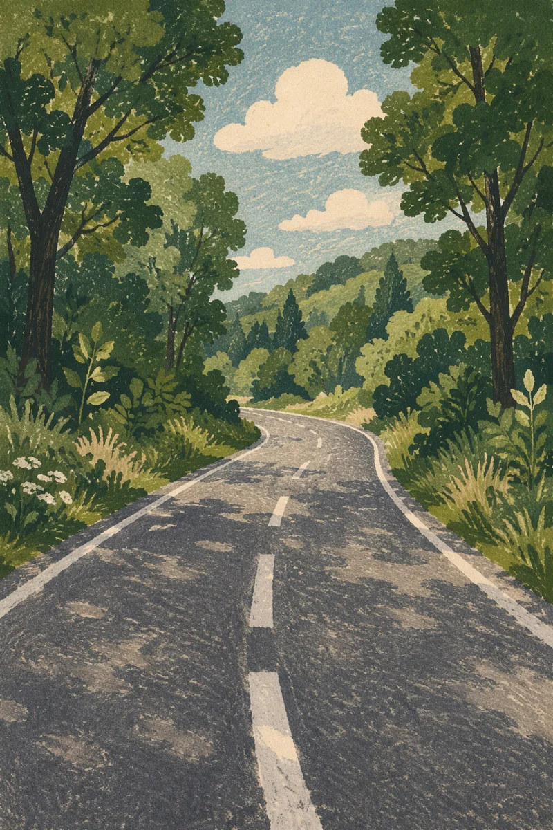 Peaceful Forest Road Nature Background