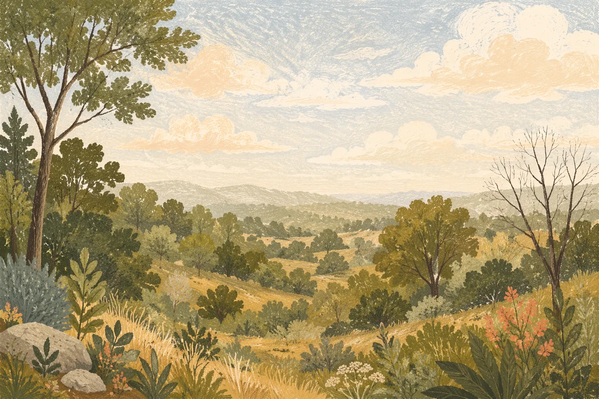Quiet Green Forest Hills Background