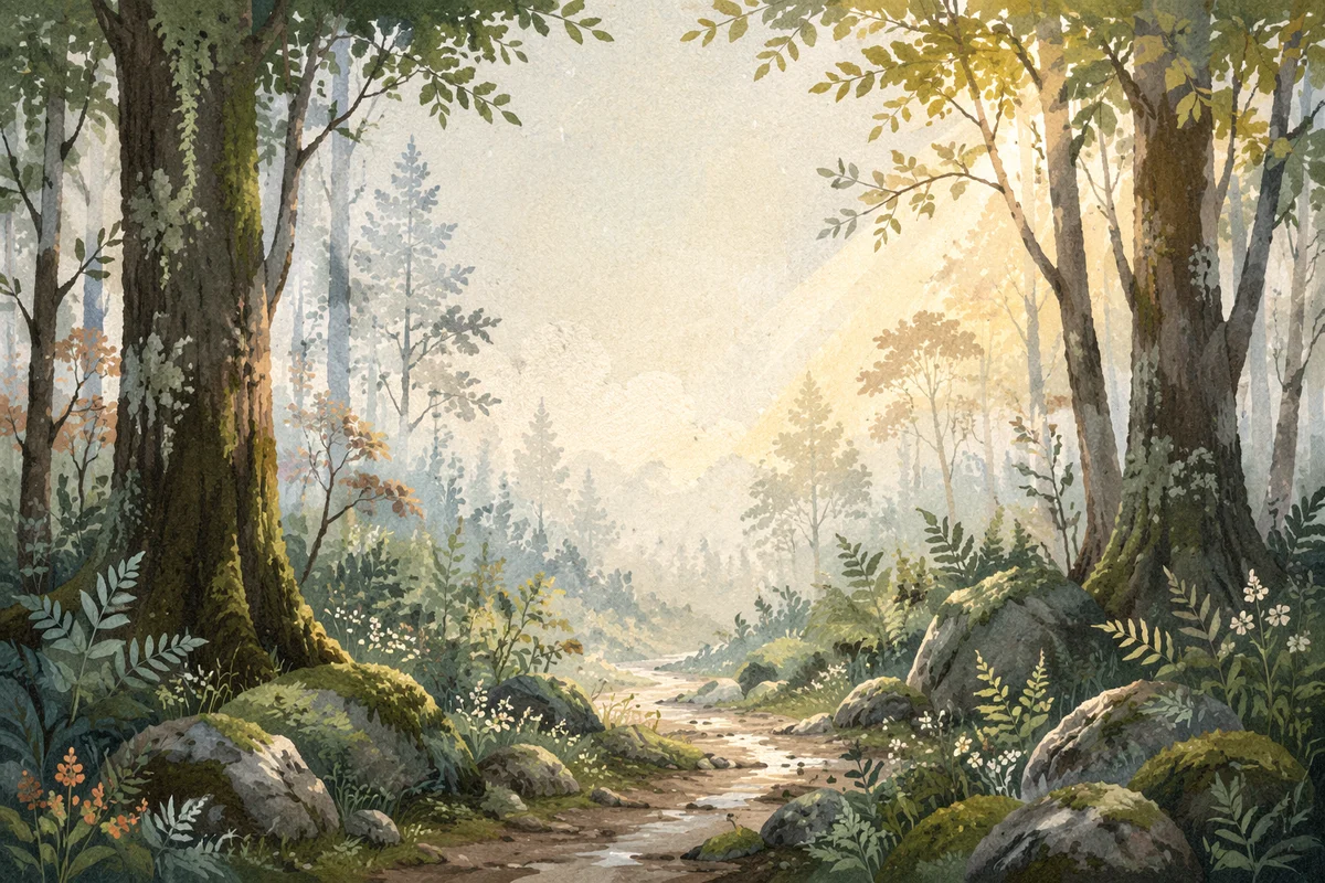 Misty Green Forest Renewal Background