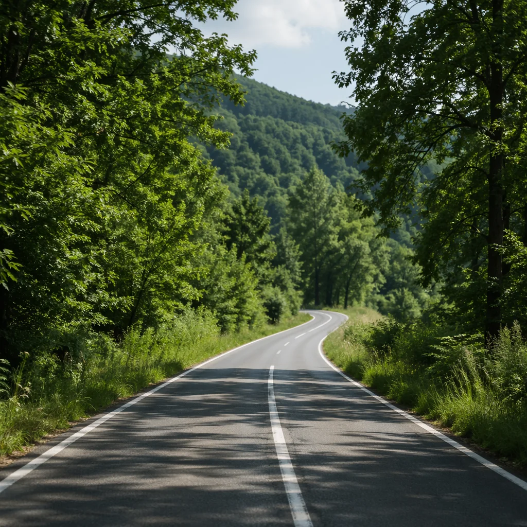 Green Forest Road Nature Background