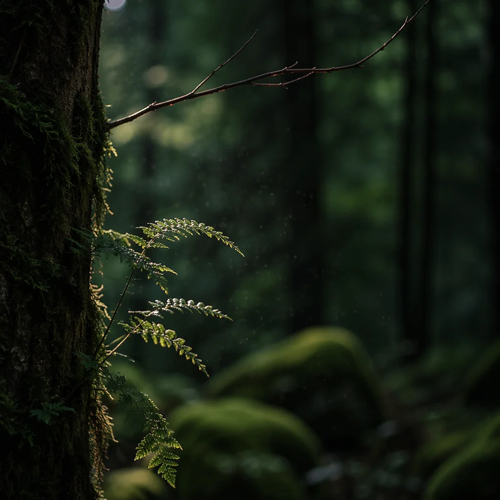 Quiet Green Forest Bokeh Background