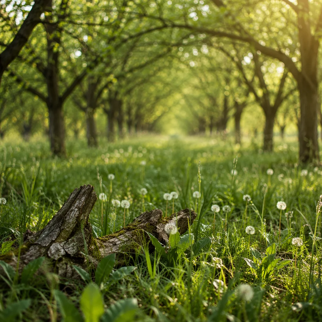 Sunlit Green Woodland Grove Background
