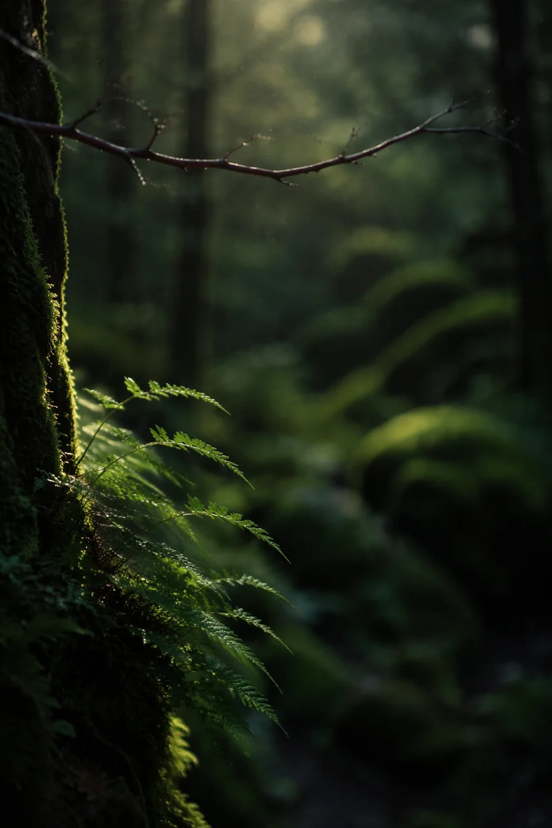 Quiet Green Forest Bokeh Background