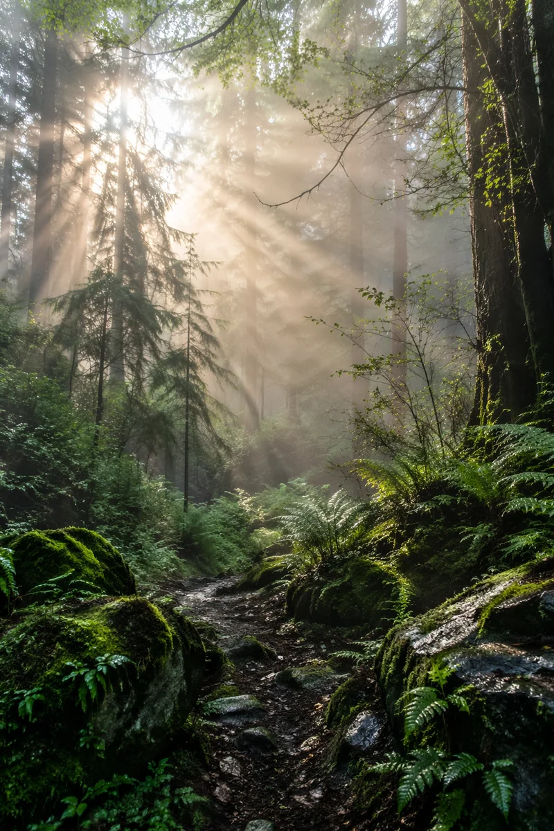 Misty Green Forest Renewal Background