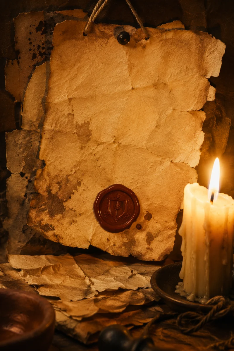 Antique Parchment Scroll with Wax Seal