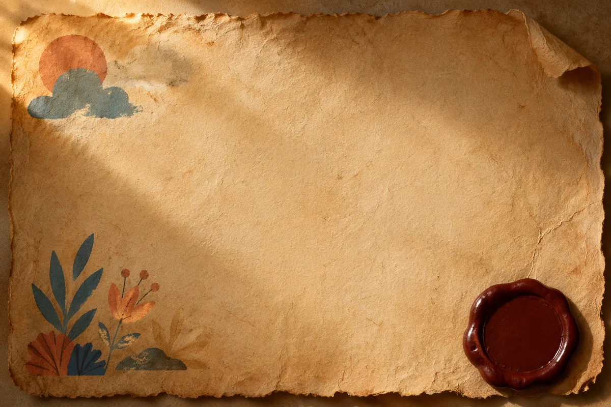 Aged Parchment Scroll Background with Wax Seal