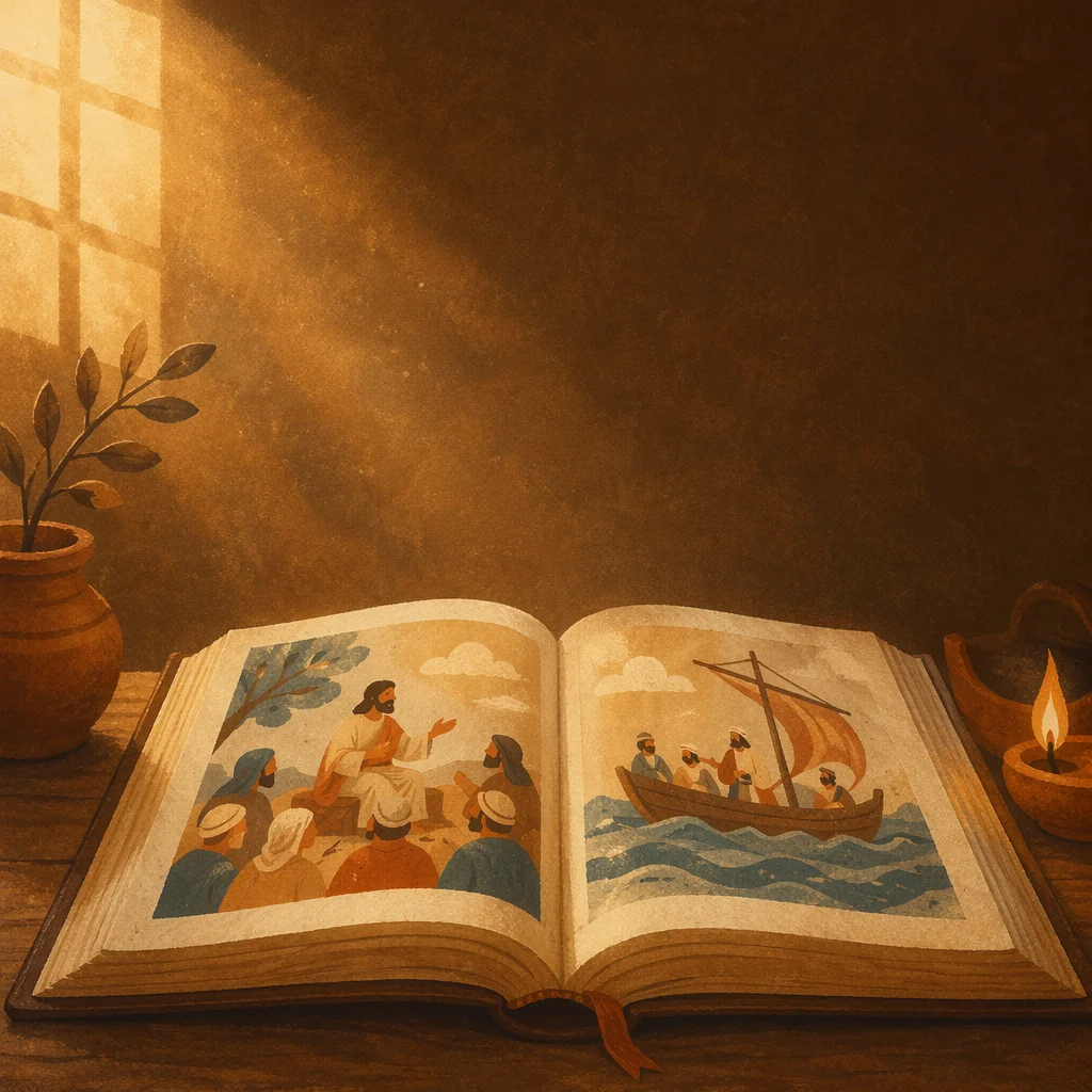 Open Bible in Golden Morning Light