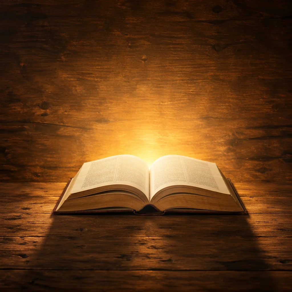 Open Scripture Book with Golden Glow