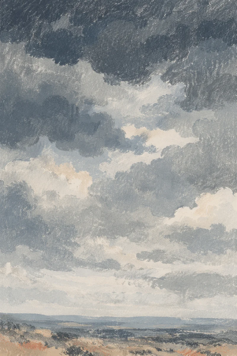 Moody Overcast Sky Background with Grey Clouds