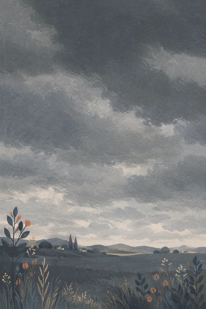 Moody Overcast Sky Background with Grey Clouds