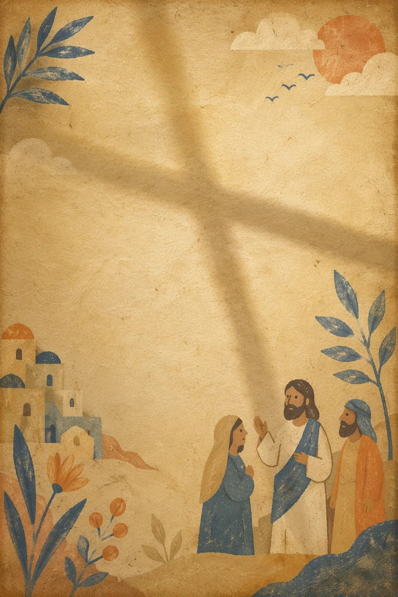 Aged Parchment Background with Cross Shadow