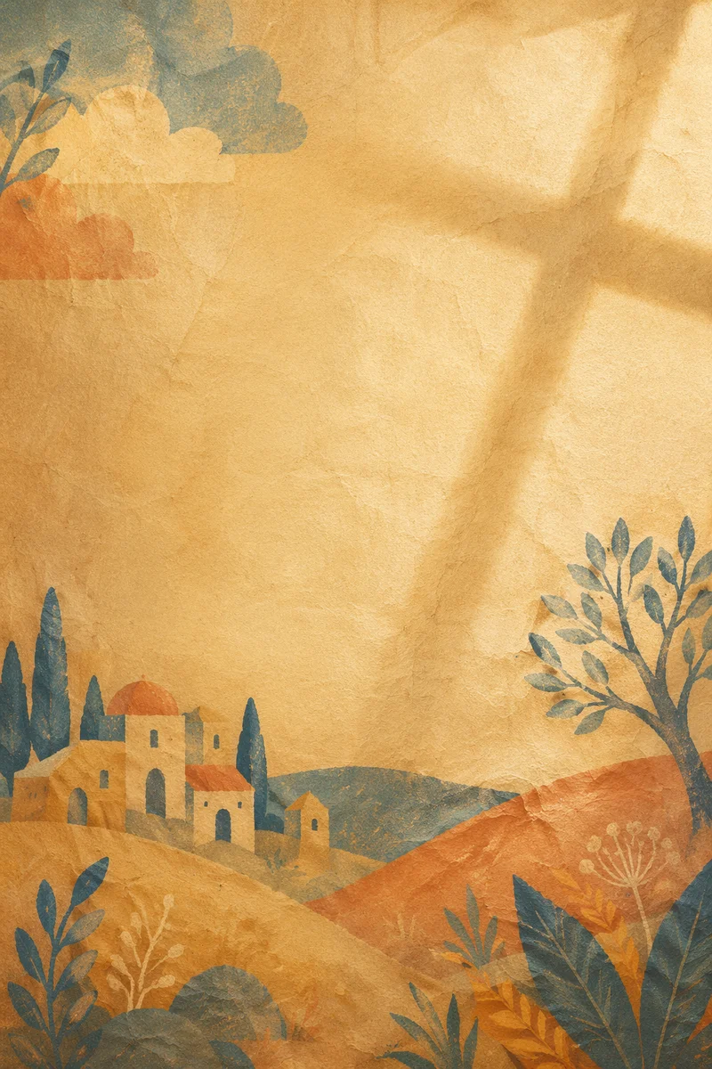 Aged Parchment Background with Cross Shadow