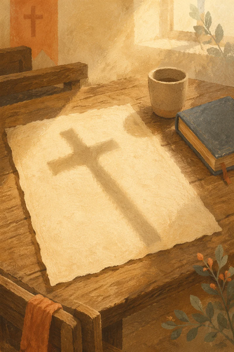 Parchment Paper With Cross Shadow