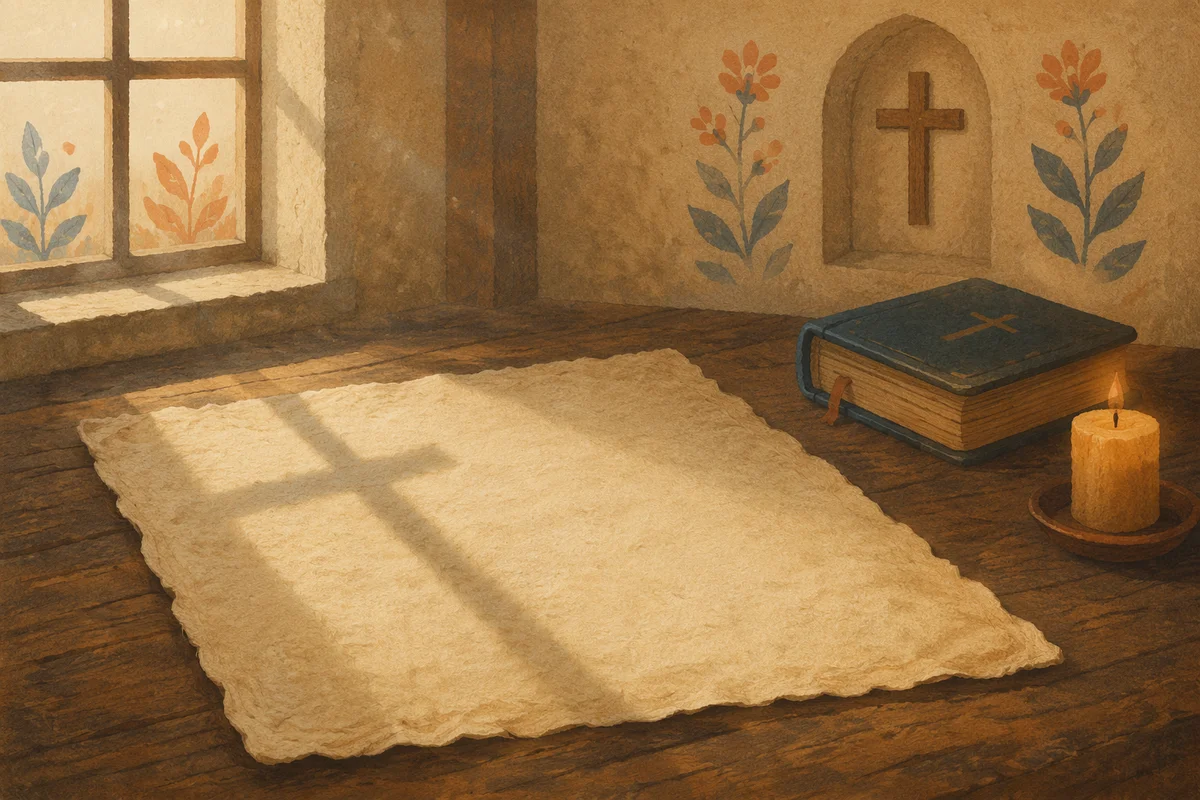 Aged Parchment with Chapel Cross Shadow