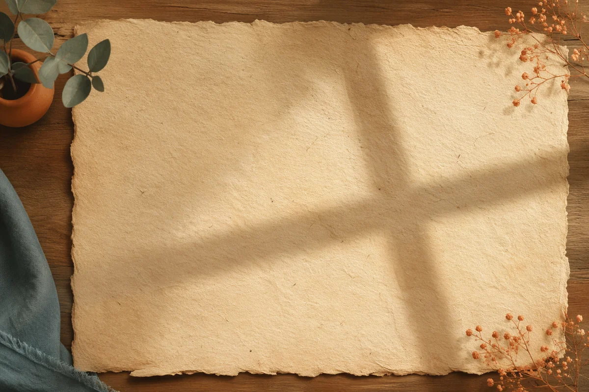 Aged Parchment Background with Soft Cross Shadow
