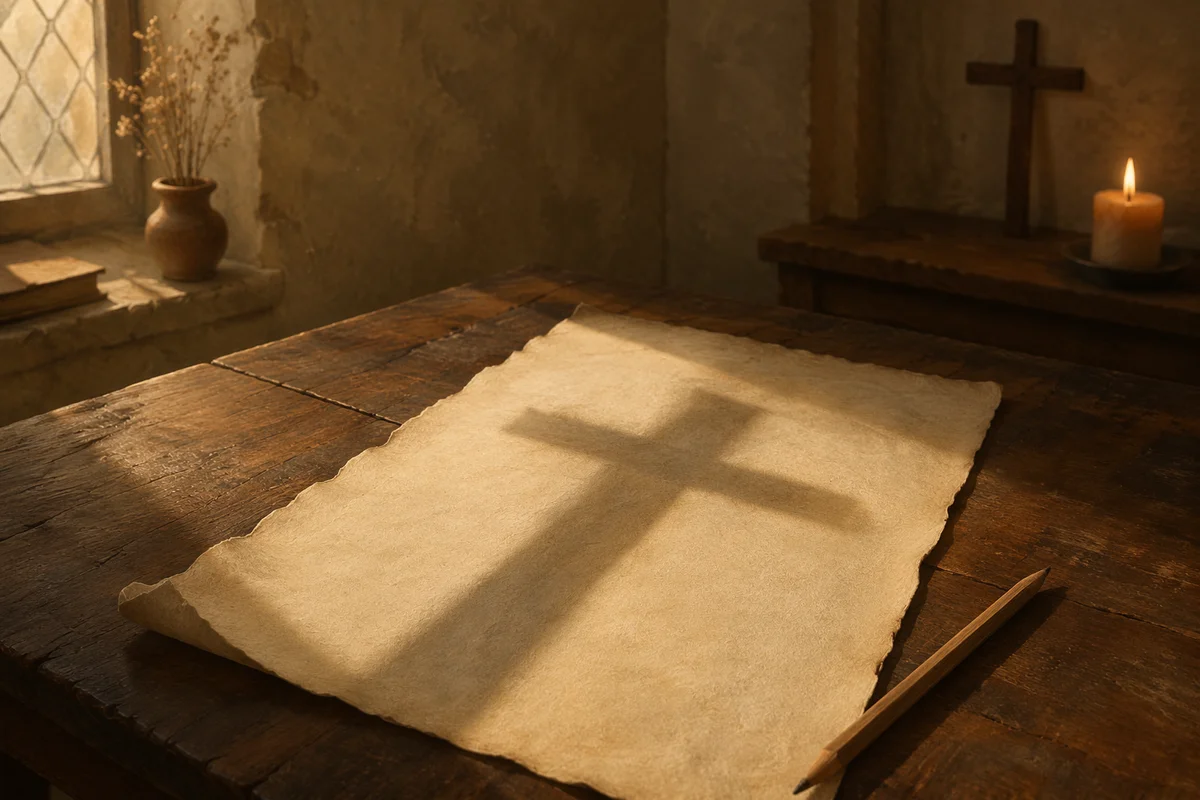 Parchment Paper with Cross Shadow