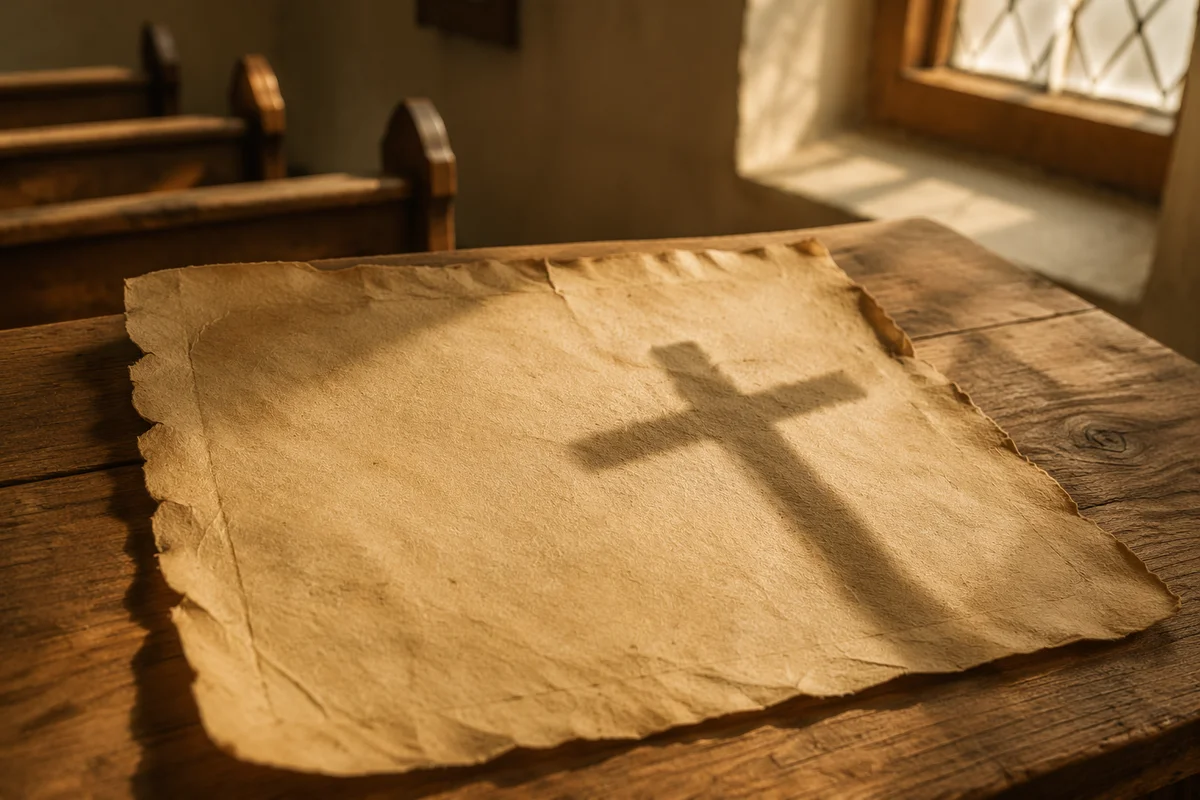 Aged Parchment with Chapel Cross Shadow