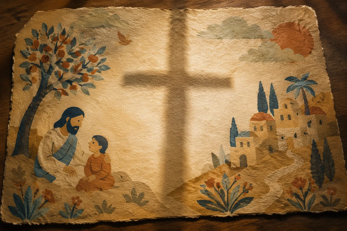 Aged Parchment with Soft Cross Shadow