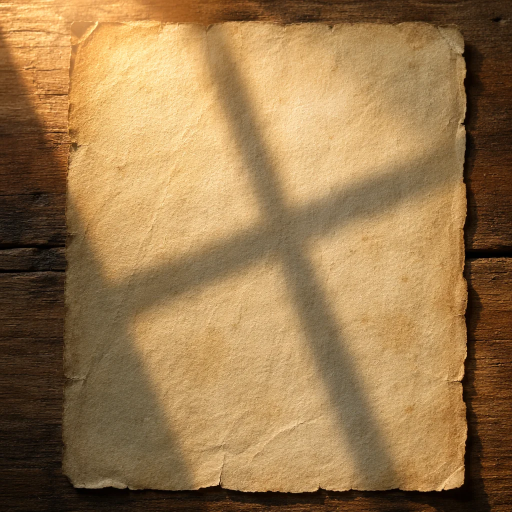 Aged Parchment with Cross Shadow Background