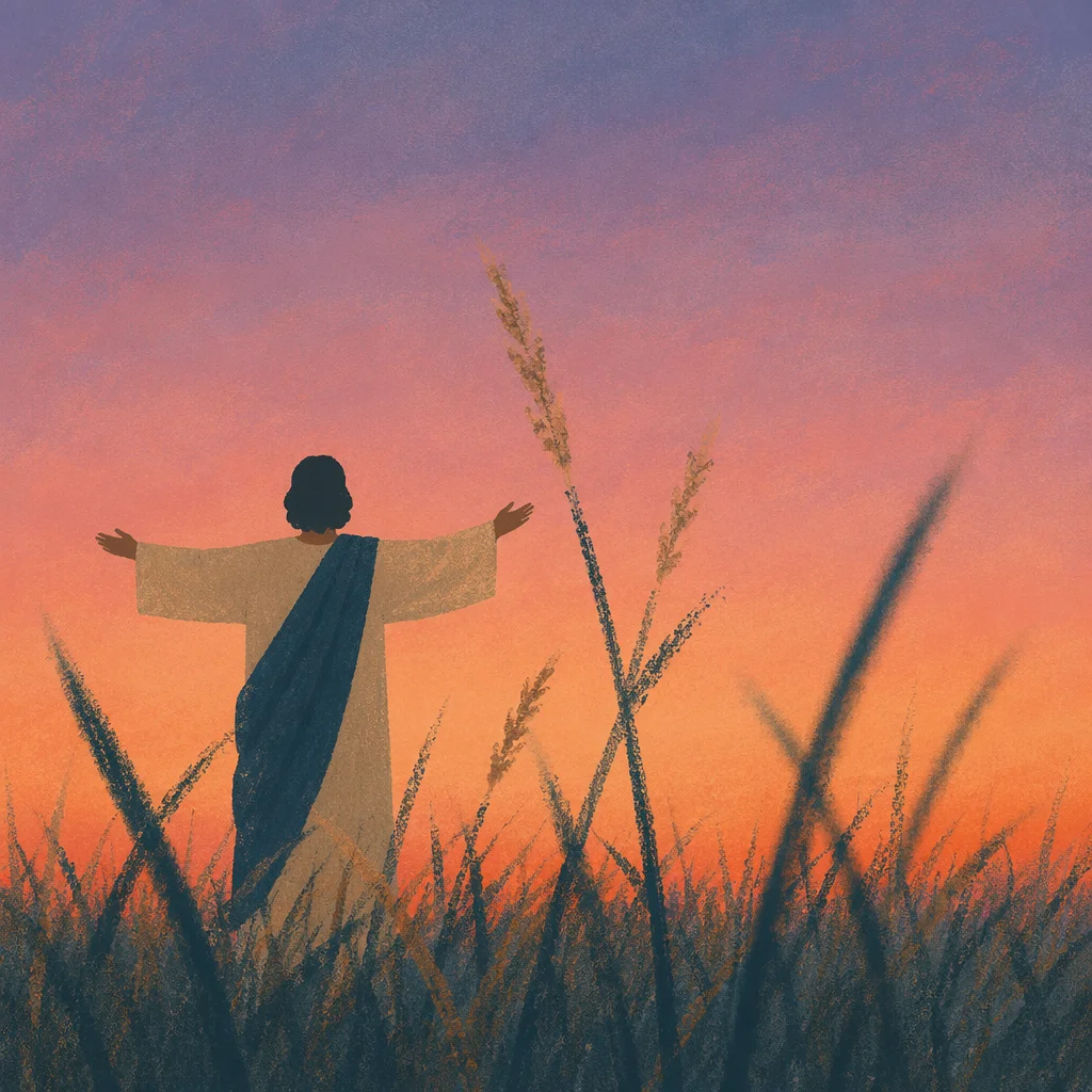 Peaceful Pastel Meadow Grass at Dusk