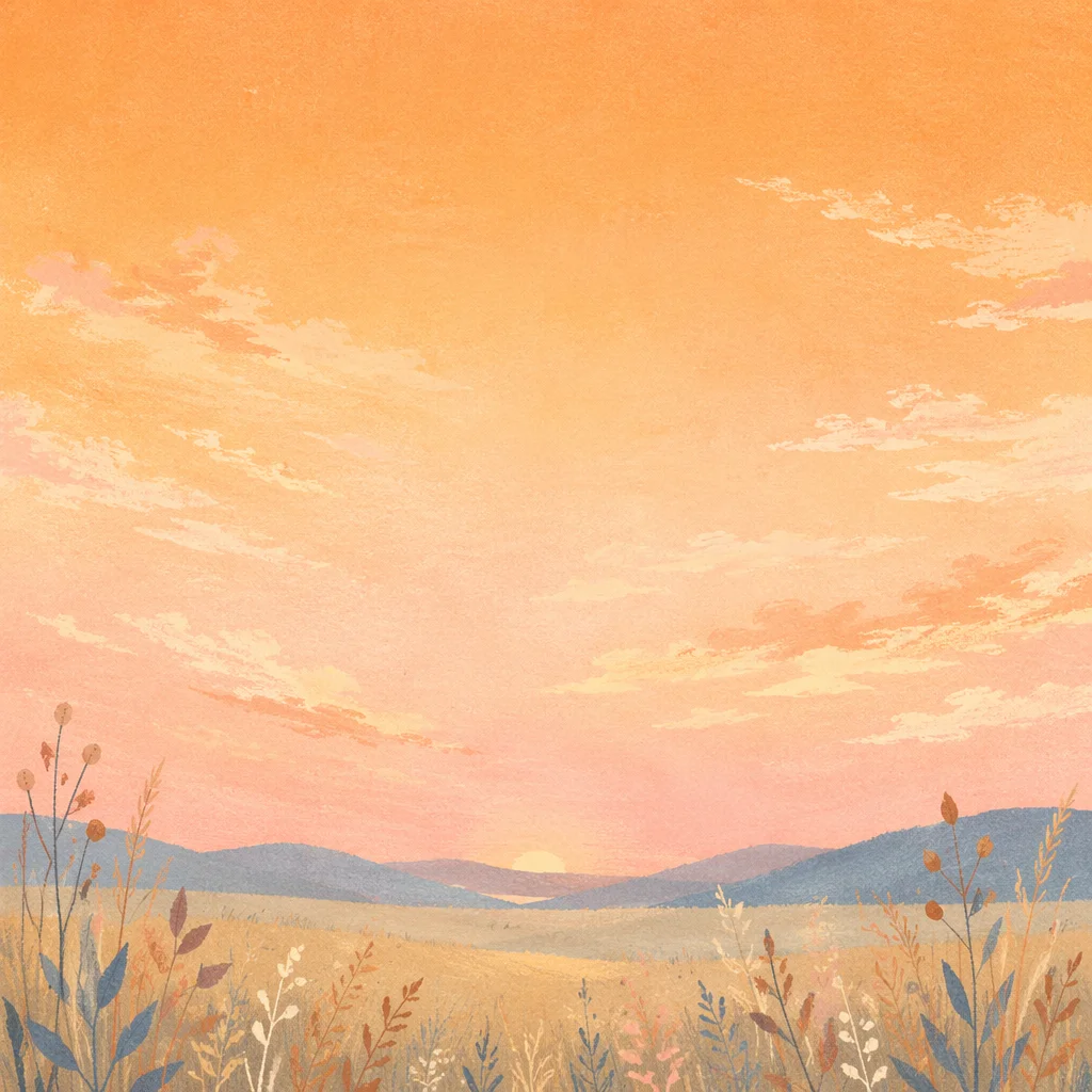 Peaceful Pastel Dawn Sky Over Meadow