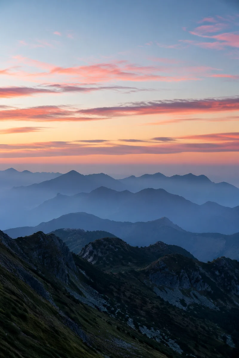Peaceful Pastel Dawn Mountain Sky