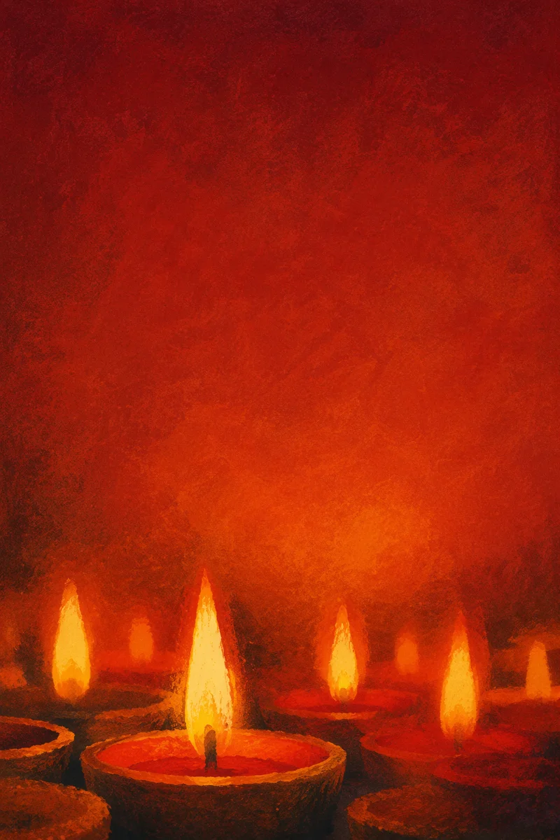 Red and Orange Candle Flames Close Up