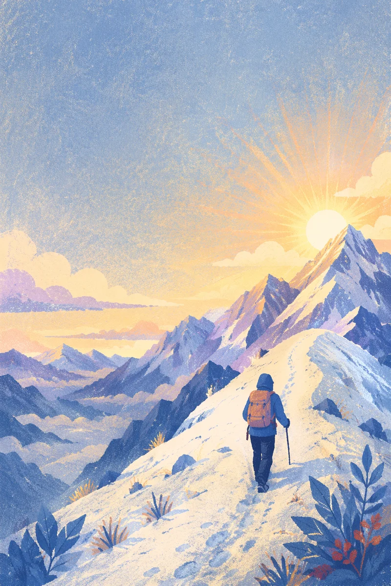 Mountain Climber at Hopeful Sunrise Ridge