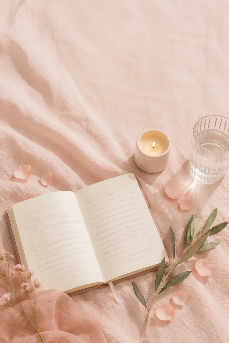 Soft Pastel Flat Lay with Notebook