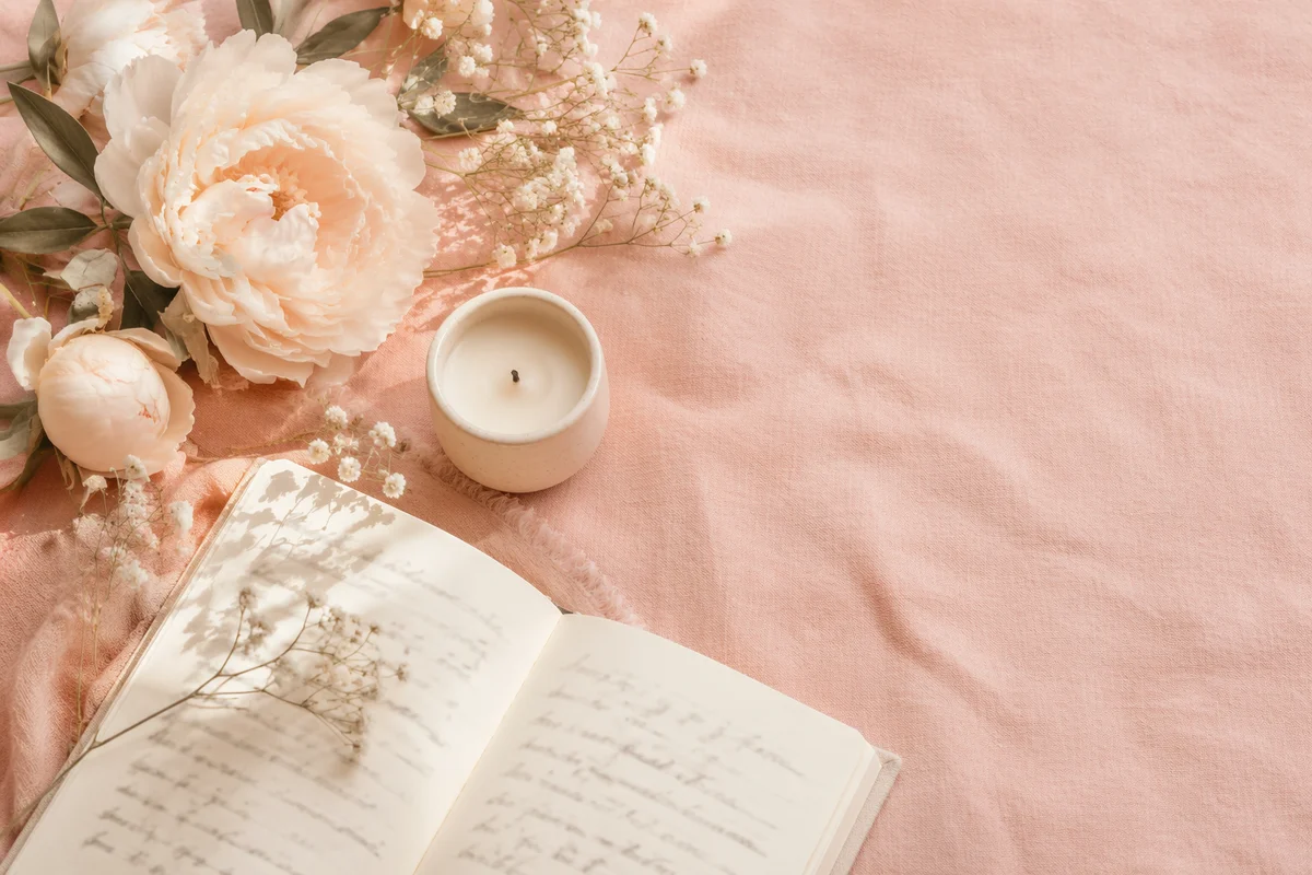 Soft Pink Floral Tabletop Background