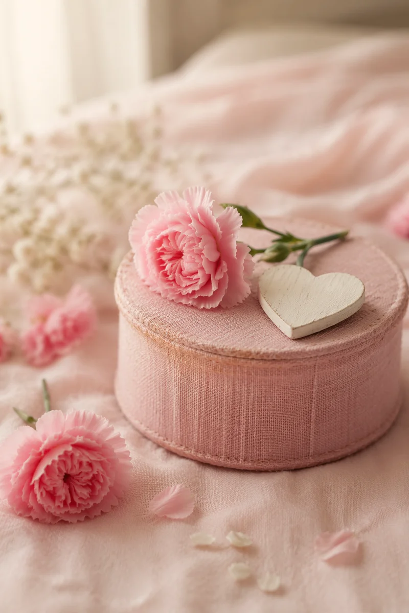 Soft Blush Keepsake Box With Pink Flowers