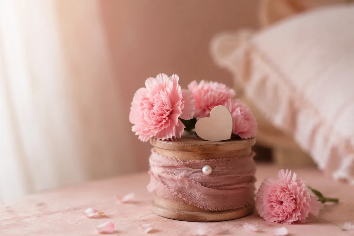 Soft Pink Floral Still Life Background