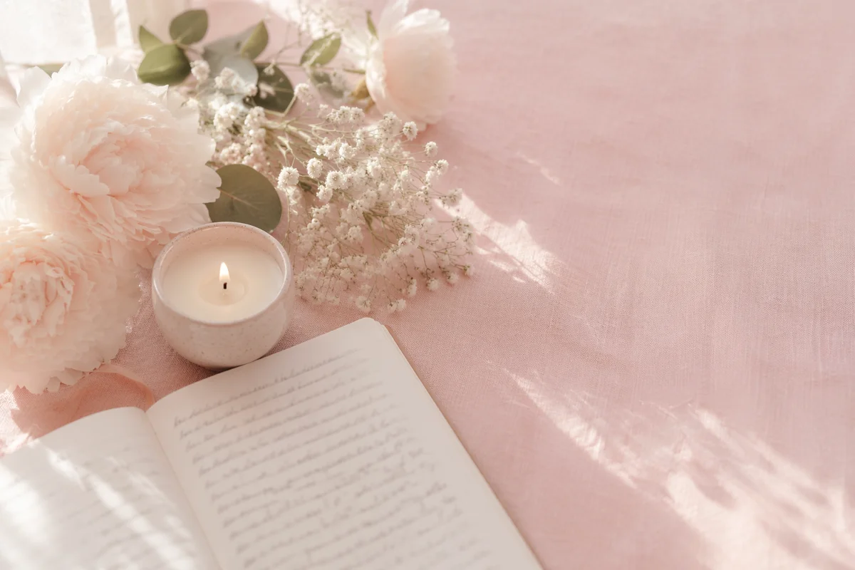 Soft Pink Floral Flat Lay