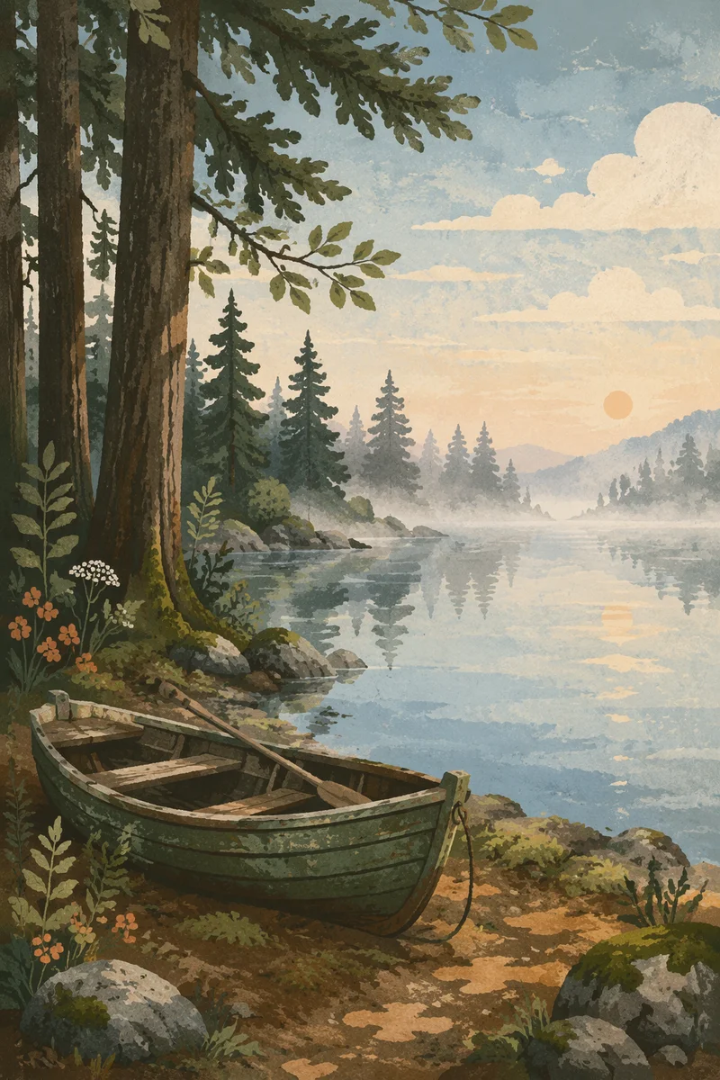 Be Still Forest Lakeshore Dawn Background