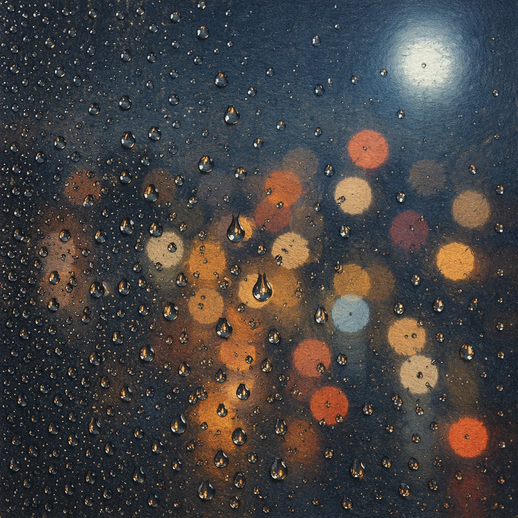 Rainy Window City Bokeh Background