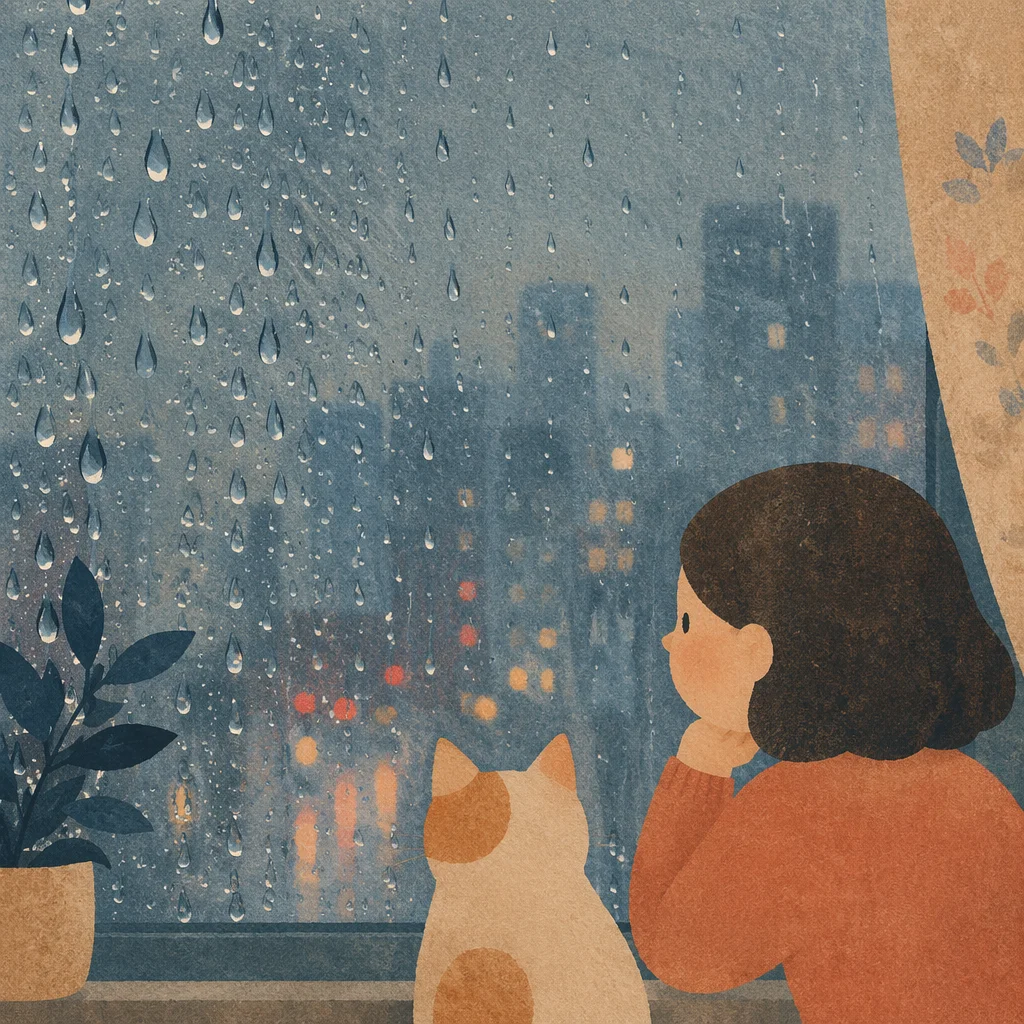 Rain Drops on Window City Bokeh