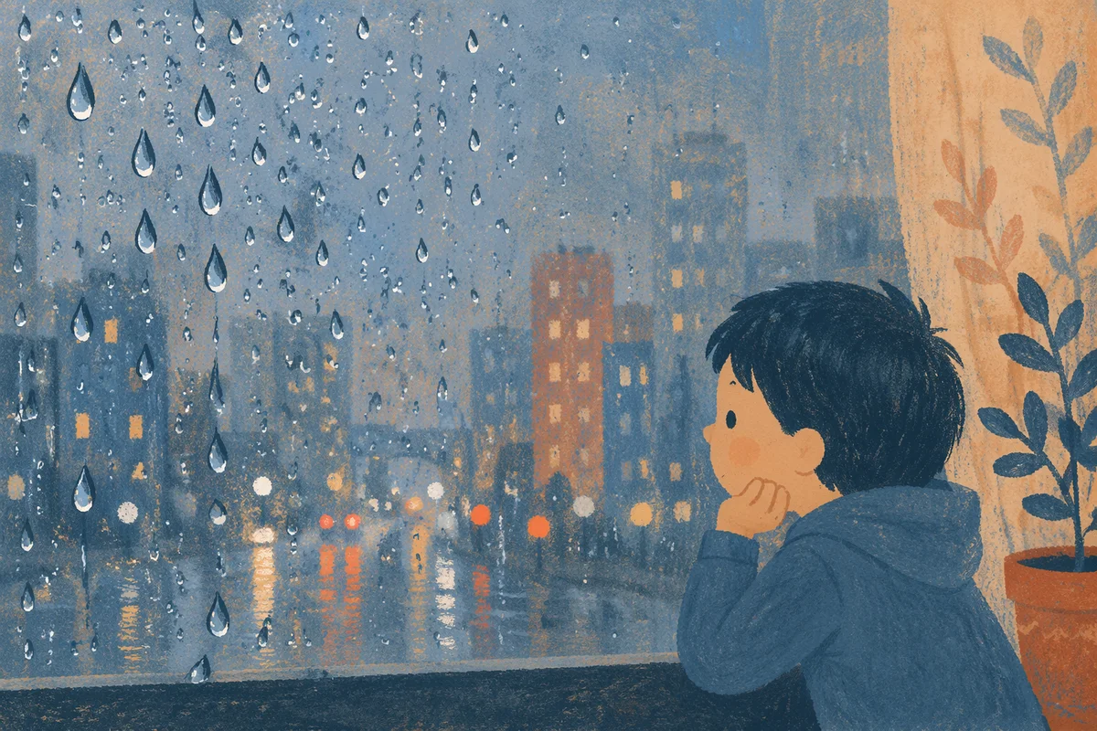 Rain Drops on Window City Bokeh