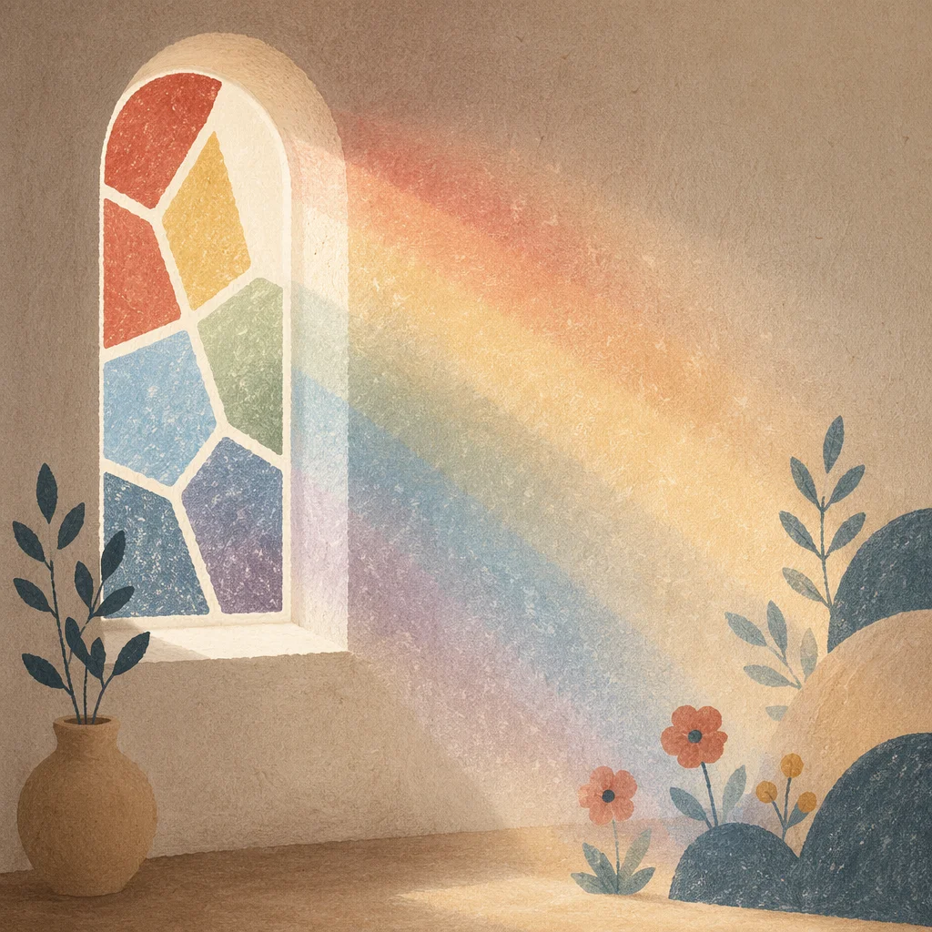 Rainbow Glass Light on Sanctuary Wall