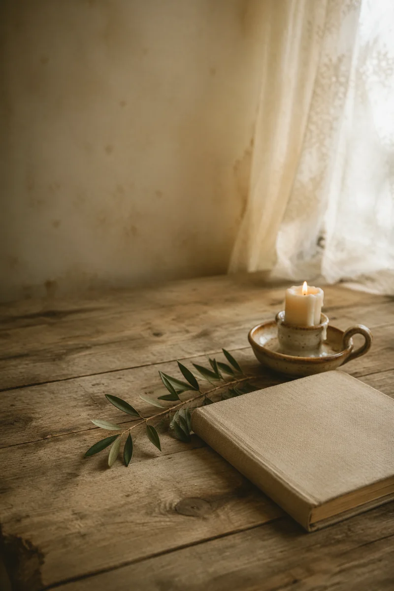 Vintage Tabletop by Soft Curtain Window