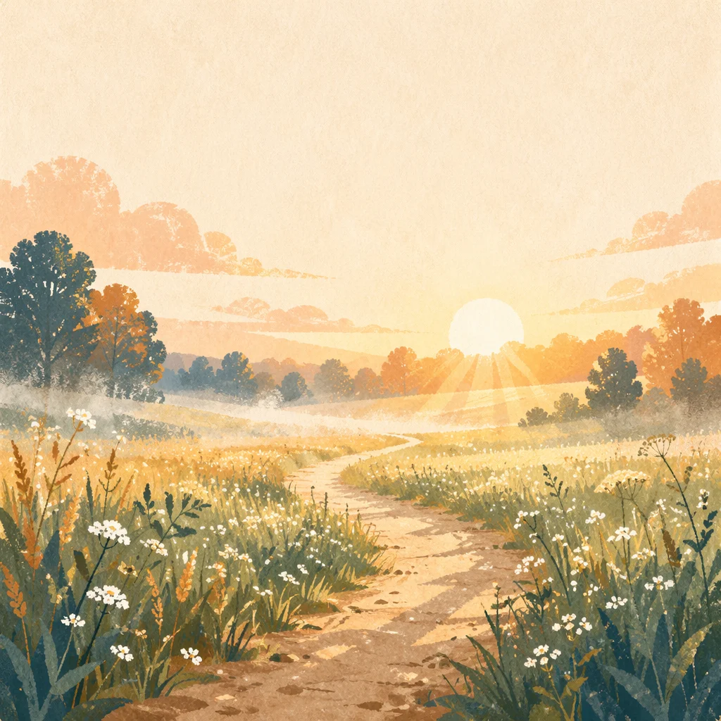 Sunrise Path of Hope in Meadow