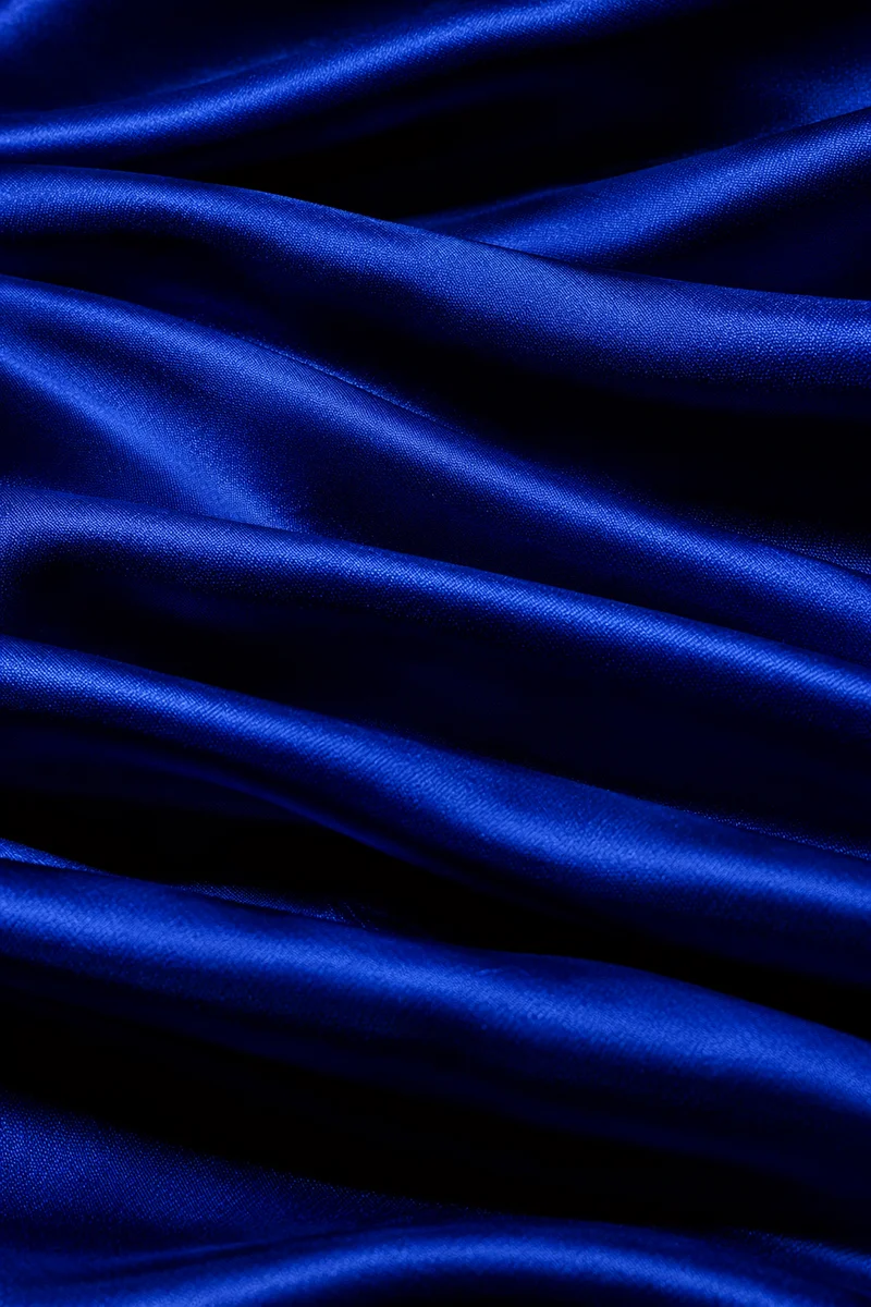 Deep Royal Blue Satin Fabric Folds