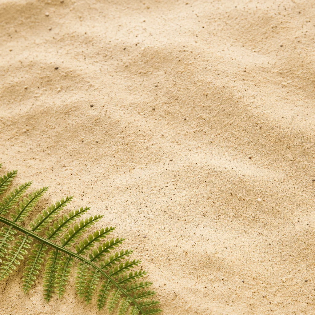 Fine Beach Sand with Green Fern Accent