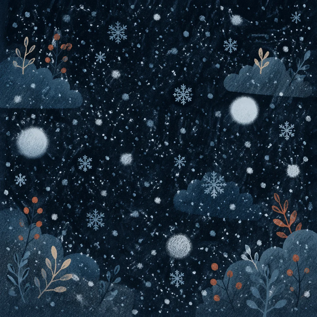 Soft Snowfall on Dark Christmas Night