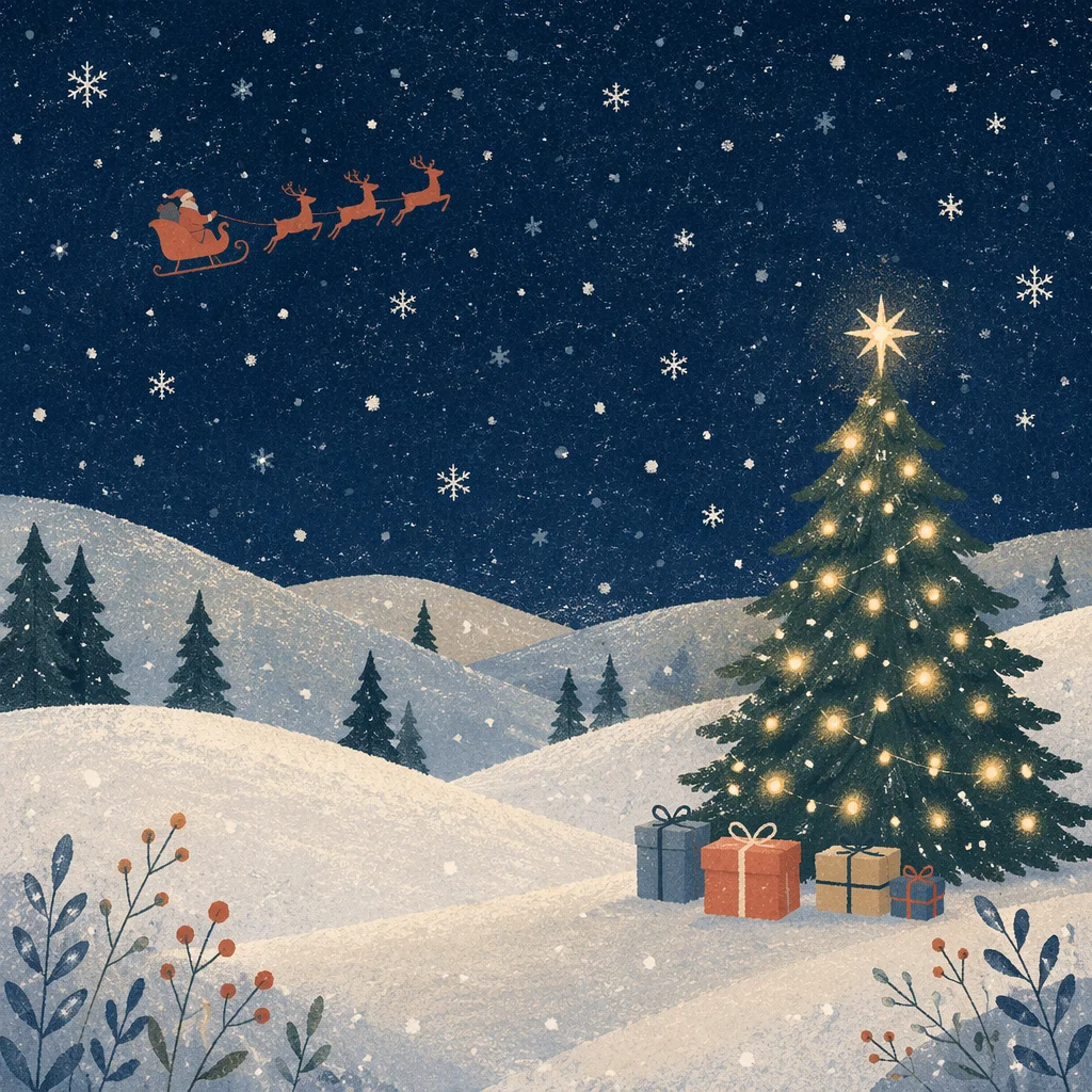 Soft Snowfall Christmas Night Background