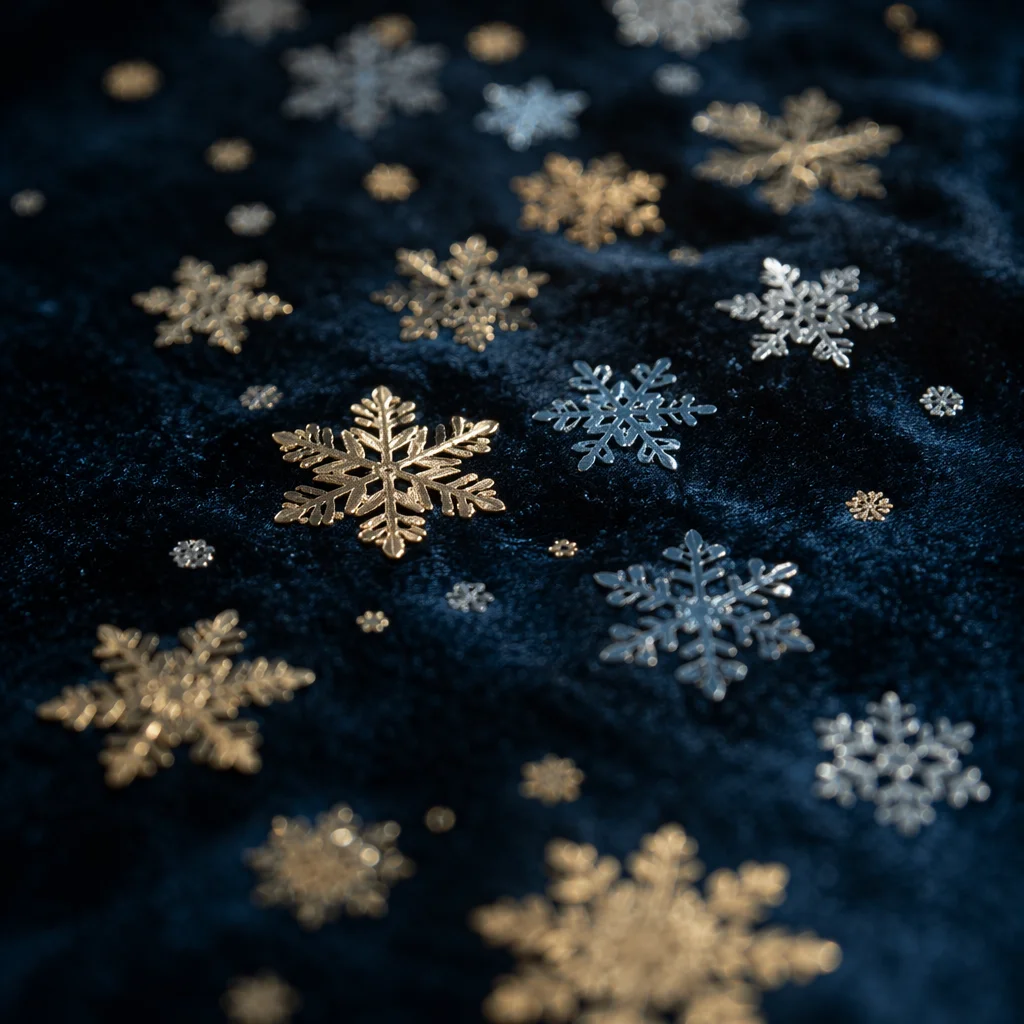 Soft Snowflake Confetti on Midnight Velvet