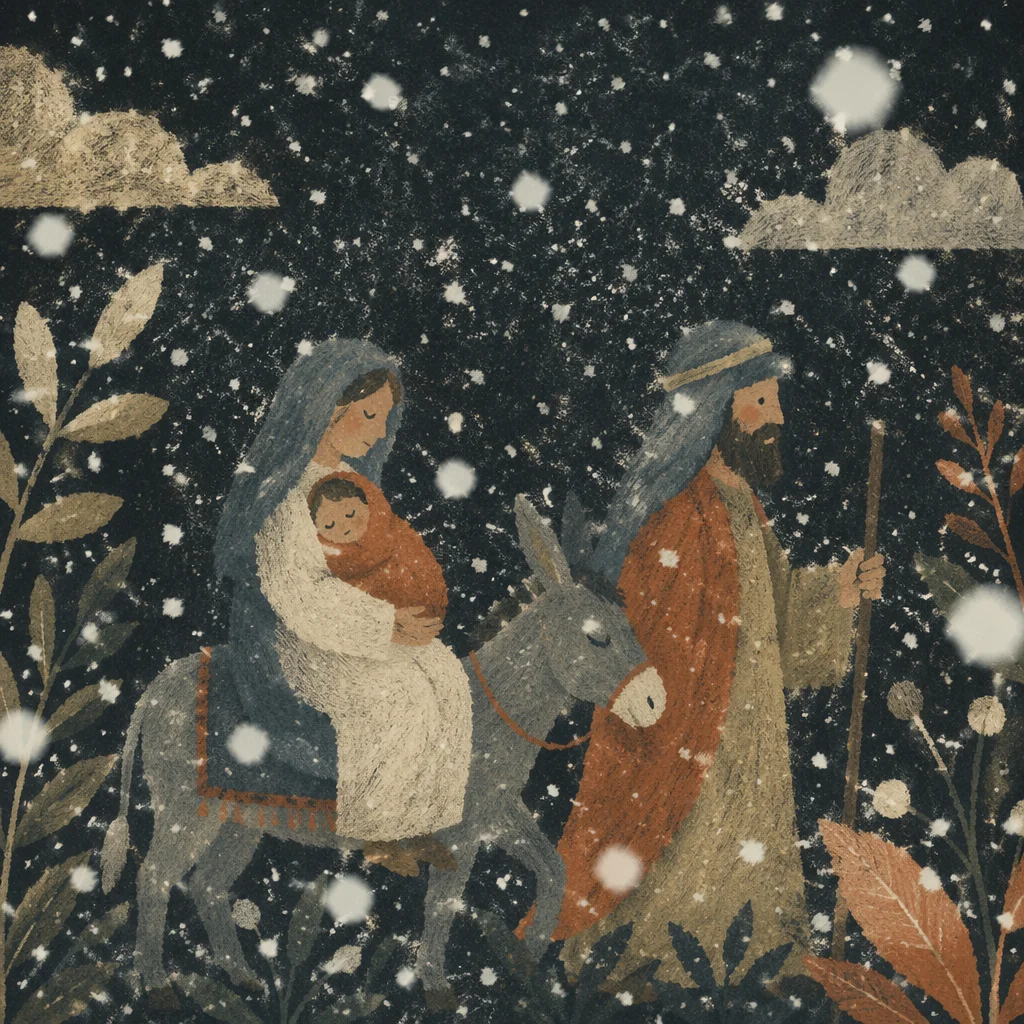 Soft Snowfall on Dark Christmas Night
